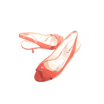 $650 Prada Shoes 36 Womens Corral Patent Slingback Peeptoe Heels *LOVELY... - $249.00