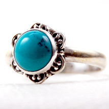 925 Sterling Silver Ring Natural Turquoise Gemstone Festival Wedding Gift RS1045 - £30.91 GBP