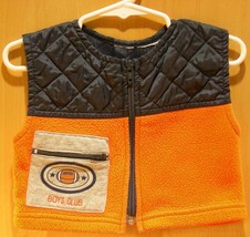 Small, Sleeveless, Vest, Orange &amp; Quilted Blue Top, Zippered Front, Child/Doll - £9.55 GBP
