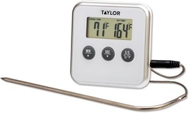TAYLOR 1574 DIGITAL PROBE THERMOMETER, PLASTIC/STAINLESS STEEL - $12.87