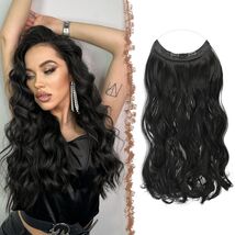 FESHFEN Invisible Wire Hair Extensions 20" Long Wavy Synthetic Black - $220.14 MXN FESHFEN Invisible Wire Hair Extensions 20" Long Wavy Synthetic Black - $220.14 MXN