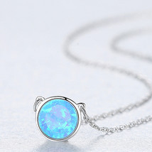 Simple Opal Opal Pendant For Women S925 Silver Necklace Clavicle Chain Necklace  - £10.21 GBP