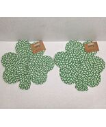 Soho Living Shamrock 4 Leaf Clover Braided Placemats Set of 4 Green &amp; Wh... - $724.59 MXN
