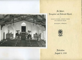 St Johns E &amp; R Church Minneapolis Minnesota Dedication Program &amp; Photo 1939 - £19.94 GBP