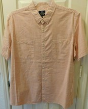 George Men's Short Sleeve Button Front Shirt Size XL 46-48 Texture Woven Orange - $16.01