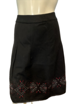 Ann Taylor Loft Black Pleated Lined Skirt with Red &amp; Silver Embroidery S... - $23.74