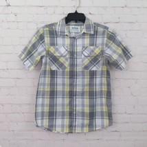 Urban Pipeline Shirt Boys Large Gray Yellow Plaid Short Sleeve Button Up... - $12.99