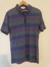 Vintage Penguin Club Polo Shirt Stripes 80s 90’s Blue purple green USA SMALL - £9.80 GBP