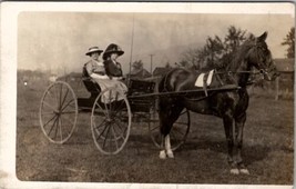RPPC Two Women with Horse and Buggy Annabelle Filer and Hazel Boyer Post... - $7.95