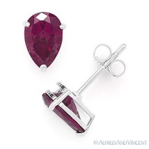 Pear-Shape Simulated Ruby Cubic Zirconia CZ Stud Earrings in 925 Sterling Silver - £7.99 GBP+