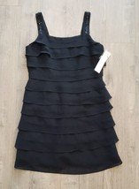 NWT Dressbarn Sleeveless Layered Dress Black with Embellishments Size 6P - £9.34 GBP