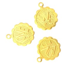 20 Bright Gold Bead Drop 12mm Flat Round Love Jewelry Making Craft Charms - £3.95 GBP