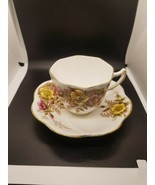 Rosina 4999 Pink &amp; Yellow Wild Roses Bone China Tea Cup &amp; Saucer ~ 1948 - £14.94 GBP