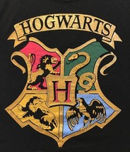 Harry Potter Warner Bros Women&#39;s Black T-Shirt Hogwarts Gold Accent Crew... - £17.06 GBP