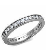 Clear CZ Stainless Steel Band Eternity Ring Size 9 - £12.51 GBP