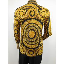 Men's AVM Crystal Shirt Medallion Medusa Cotton Turkey Slim Fit 9628-01 Gold image 10