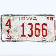 1968 United States Iowa Hancock County Passenger License Plate 41 1366 - £14.75 GBP