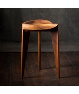 Walnut wood three legged stool - Carved seat - Handmade - Natural finish... - £258.71 GBP