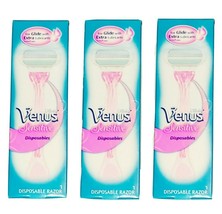 3 Gillette Venus Sensitive Disposable Razors  Sensitive Skin, Individual... - £15.41 GBP