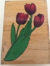 Trio of Tulips Rubber Stamp Flowers Spring Garden Nature Card Making Craft - £3.72 GBP