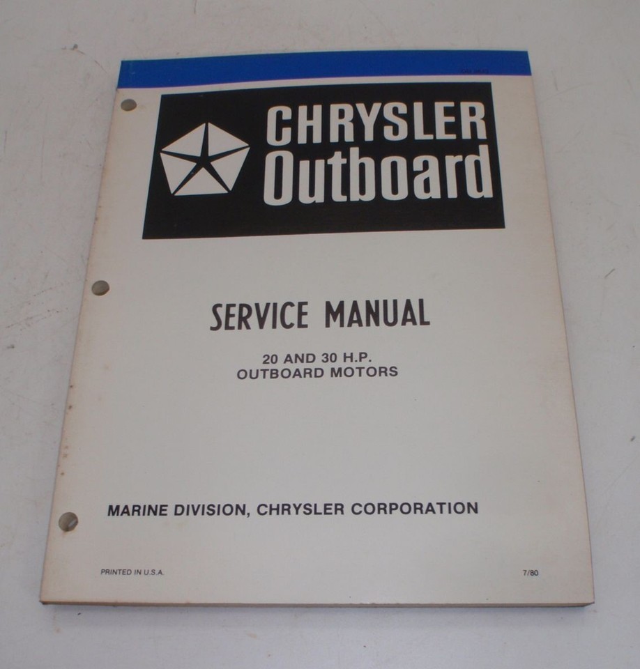 Chrysler Outboard Service Manual 20 HP &amp; 30 HP - $19.98
