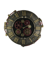 Steampunk Bronze Finish Rivet Plate Wall Clock With Moving Gears - £138.15 GBP