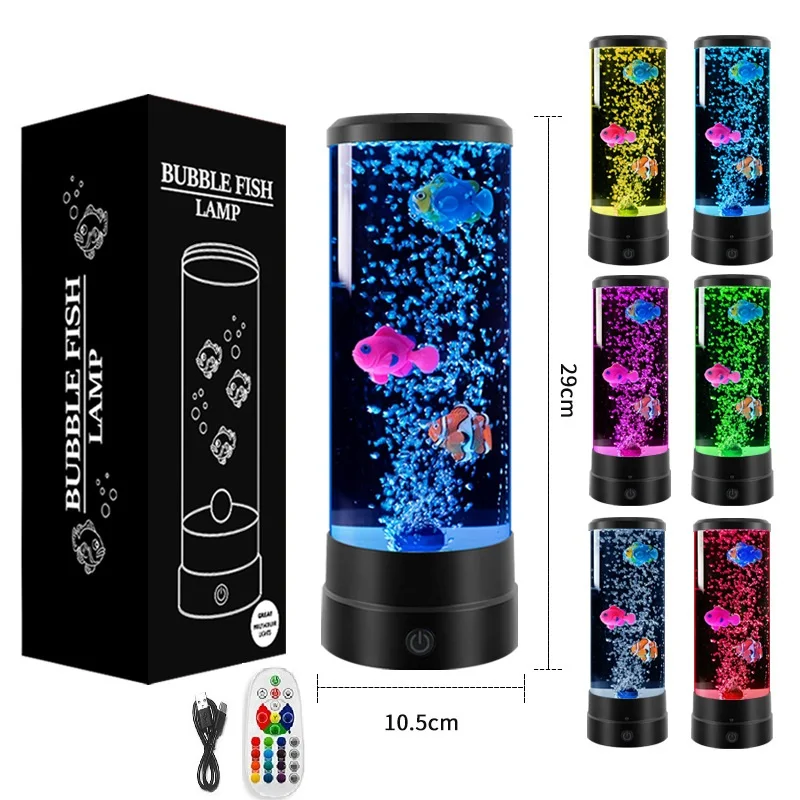 LED Fish Lamp Ambient Night Light Remote Control Color Changing Decorative - £19.48 GBP+