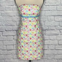 Lilly Pulitzer Colorful Daisies Strapless Dress Sz 4 White Label Vintage Women&#39;s - £38.15 GBP
