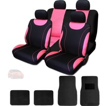 For Honda New Flat Cloth Black and Pink Car Seat Covers With Mats Set - £38.90 GBP