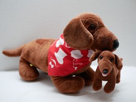 Build a Bear Brown Daschund Plush Weiner Dog Stuffed Toy 19&quot; &amp; Mini Pup ... - £23.58 GBP
