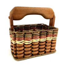 Woven Cutlery/ Napkin Holder Wide Wooden Handle Holder Basket - $29.87 CAD