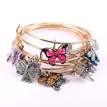 5pcs Bangle Set Wire Bracelets for Women Girls Jewllery Butterfly Dragonfly Bow  - $25.42