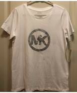 Michael Kors logo Basics white silver Tshirt Medium New With Tags - £31.86 GBP