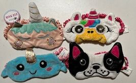 4 NWT Mask Sleep Eye Blindfold Plush Animal Sleeping Travel Relax Aid New   - $9.89
