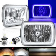 7X6 Purple SMD Halo Glass Metal Headlight 24w White LED Light Bulb Headlamp Pair - £157.55 GBP