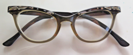 Vintage LIBERTY Cat Eye Glasses Rhinestones Plastic w/Metal Arms 5 1/2 - £29.67 GBP