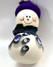 Snowman Hand Painted Gourd Hanging Decoration Christmas Ornament 5.5&quot; - £11.16 GBP