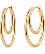 Women Hoop Earrings Gold 14K Gold Filled Simple Handmade Hypoallergenic ... - $32.76