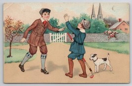 Come to Sunday School Children Hocky Stick Terrior Dog Postcard G26 - £4.66 GBP