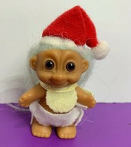 Russ Baby Troll 2&quot; Figure Standing Christmas Santa Claus Hat Bib Diaper ... - £9.74 GBP