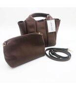 Jen &amp; Co. Maddox Pleated Satchel Bag in a Bag Chocolate Vegan Leather - €59,40 EUR