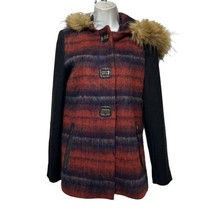 anthropologie elevenses Plaid Wool elevenson Hooded Fur Trim jacket Size S - £46.69 GBP