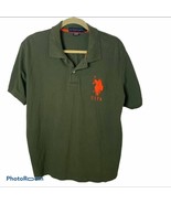 US Polo Assn Size L Polo Big Pony Collared Pull Over Shirt Green Short S... - £5.34 GBP