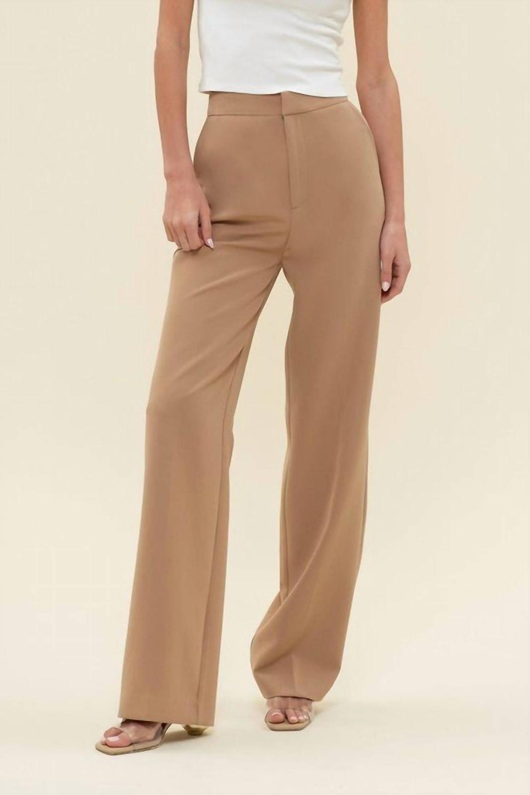 Blu Pepper High Waist Straight Leg Dress Pants Camel - $42.00