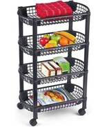 Black, 18 1/4&quot; L X 10 1/4&quot; W X 29&quot; H, 4-Tier Rolling Cart From Collectio... - $52.93