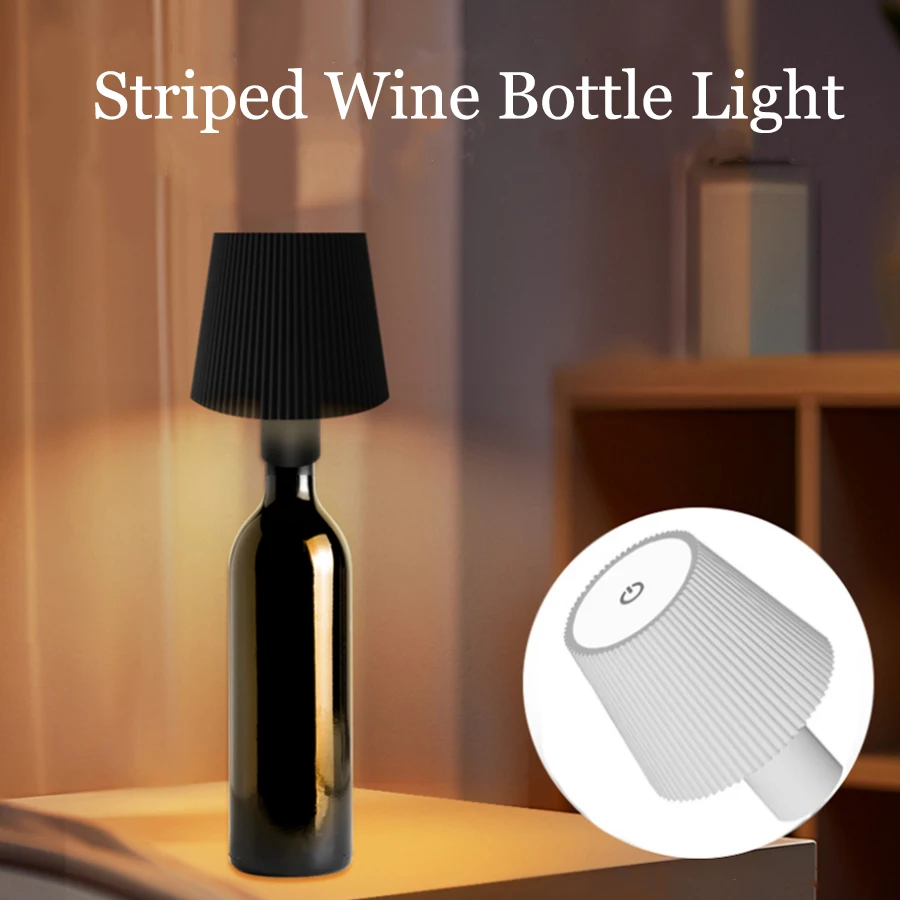 LED Table Light USB Rechargeable Striped Wine Bottle Lights Touch Switch... - $12.83+