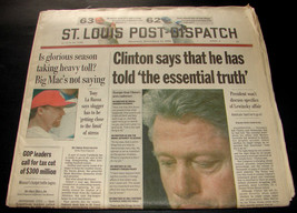 1998 Sept 17 St Louis Post Dispatch Newspaper Clinton Lewinsky McGwire S... - $15.99