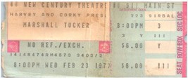 Vintage Marshall Tucker Band Concert Ticket February 23 1977 Buffalo New York - £26.75 GBP