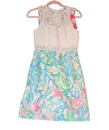 Lilly Pulitzer Sharice Stretch Shift Dress Lace Coral Bay Blue Pink Sz 0... - $149.18 CAD