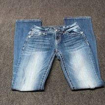 Miss Me Jeans Women 26 Blue Signature Boot Cut 34 Inseam Studded Flap Po... - $32.34